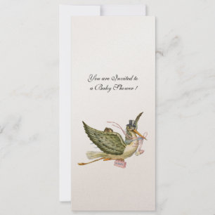 STORK BABY SHOWER, Champagner metallisch Einladung