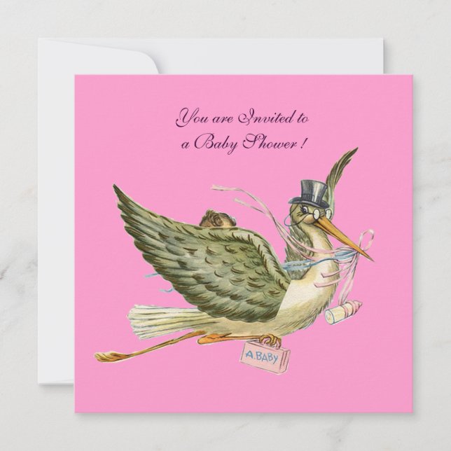 STORK BABY SHOWER EINLADUNG (Vorderseite)