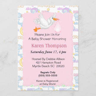 Stork Baby Shower Einladung