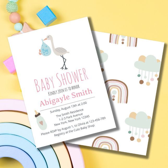 Stork Baby Shower Einladung - Es ist ein Junge (Von Creator hochgeladen)