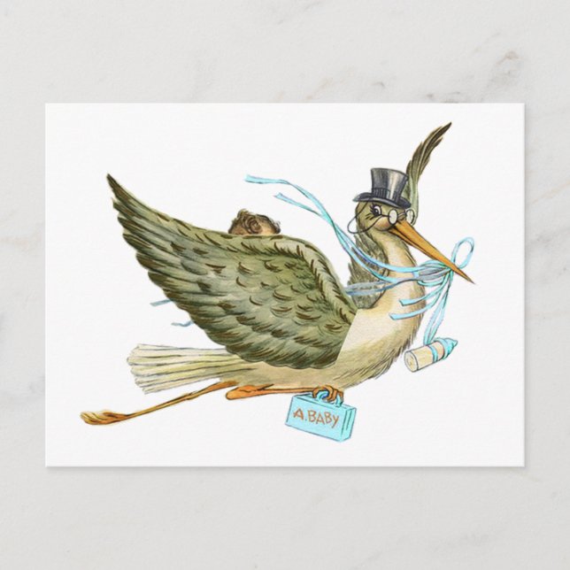 STORK BABY SHOWER EINLADUNGSPOSTKARTE (Vorderseite)