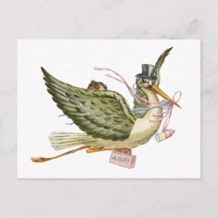 STORK BABY SHOWER EINLADUNGSPOSTKARTE