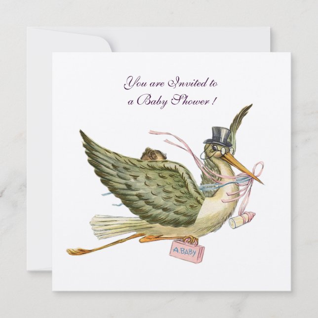 STORK BABY SHOWER , Filzpapier Einladung (Vorderseite)