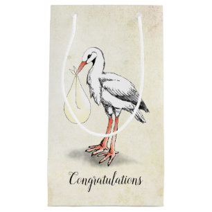 Stork Baby Shower GIft Bag (neutral) Kleine Geschenktüte