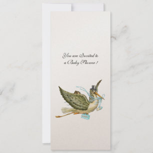 STORK BABY SHOWER, gold-metallisch Einladung