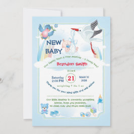 Stork Baby Shower Invitation Einladung