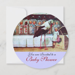 STORK BABY SHOWER New Babies Blue Einladung