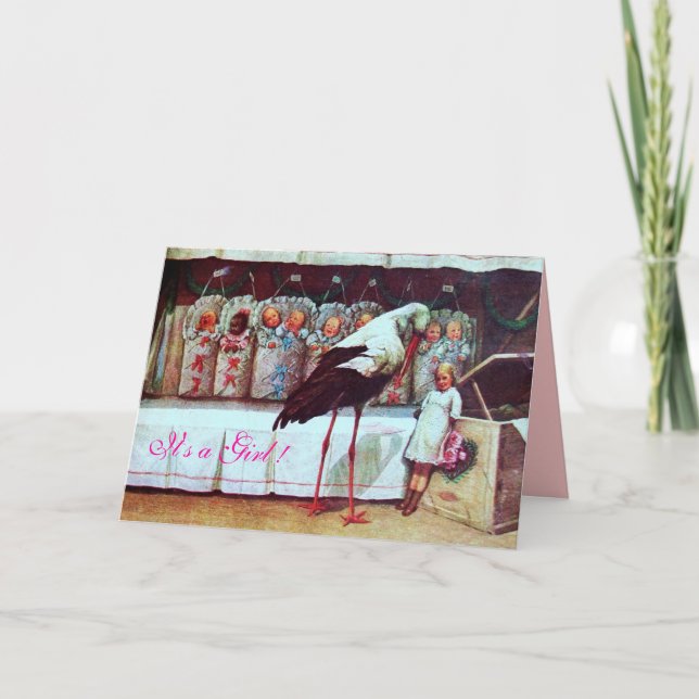 STORK BABY SHOWER New Babies Pink Einladung (Vorderseite)