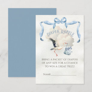 Stork Baby Shower Ribbon Bow Diaper Raffles Einladung