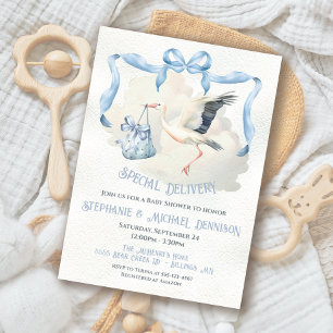 Stork Baby Shower Ribbon Bow Sonderlieferung Einladung