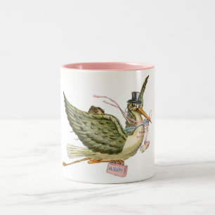 STORK BABY SHOWER ZWEIFARBIGE TASSE