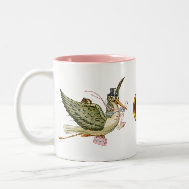 STORK BABY SHOWER ZWEIFARBIGE TASSE (Links)