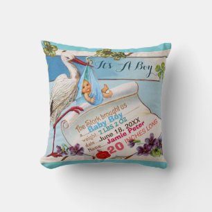 STORK, BABY UND KLEEBLATTS Blumenjungen Babystatte Kissen