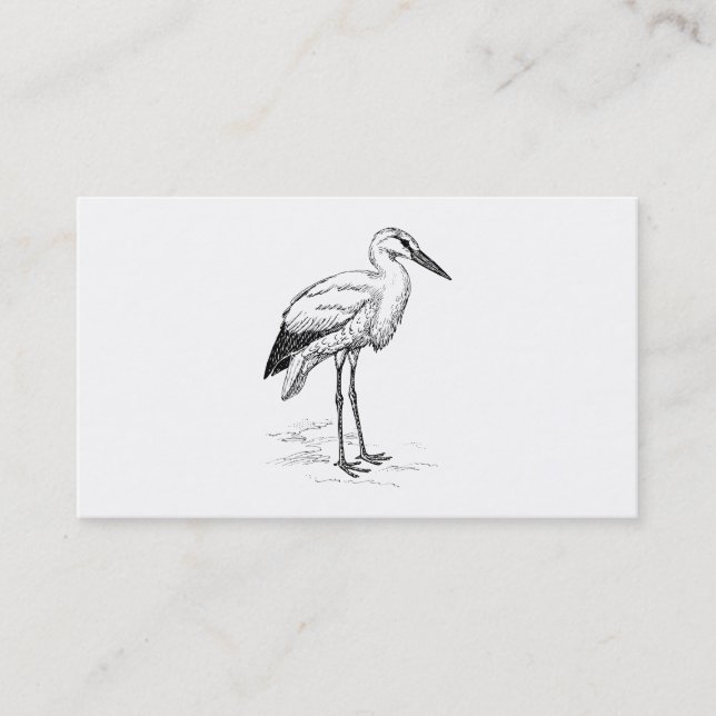 Stork Bird Black and White Cartoon Visitenkarte (Vorderseite)