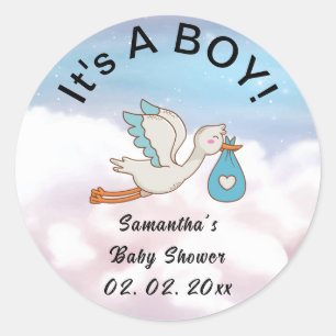 Stork Bird Es ist eine Baby-Dusche Runder Aufkleber