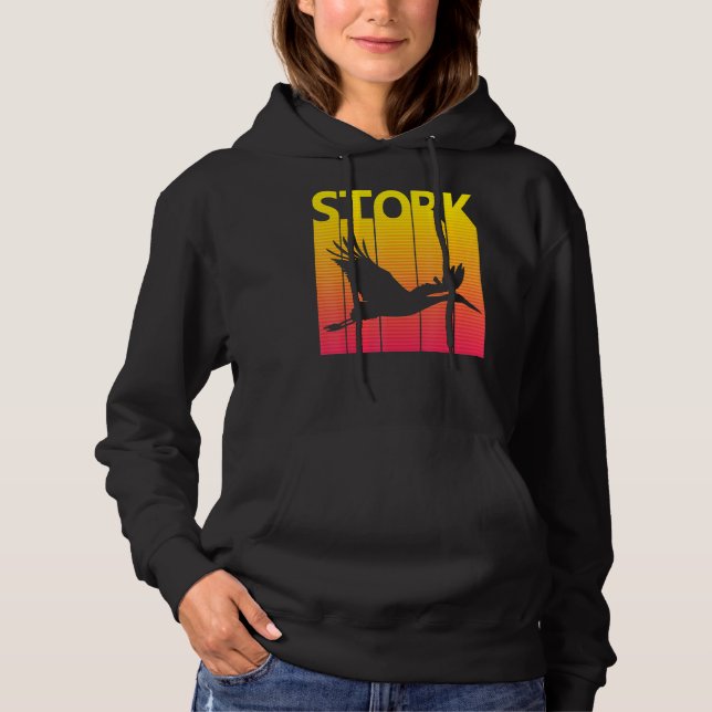 Stork Bird Retro Hoodie (Vorderseite)