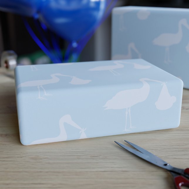 Stork Blue Baby Duschpapier Geschenkpapier (Von Creator hochgeladen)