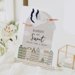 Stork Boho Baby Dusche Babys sind süße Favoriten Sockelschild