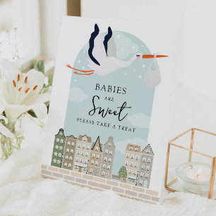 Stork Boho Baby Dusche Babys sind süße Favoriten Sockelschild