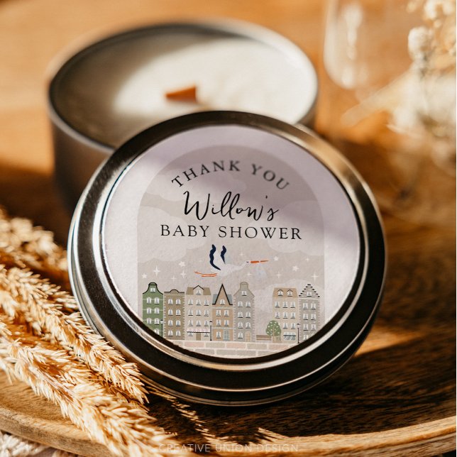 Stork Boho Baby Shower Sprinkle Danke Runder Aufkleber (Boho Baby Shower Stork)