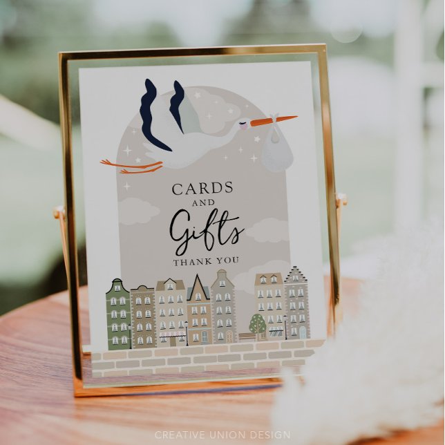 Stork Boho Babydusche Decke Karten und Geschenke Z (Boho Baby Shower Stork)