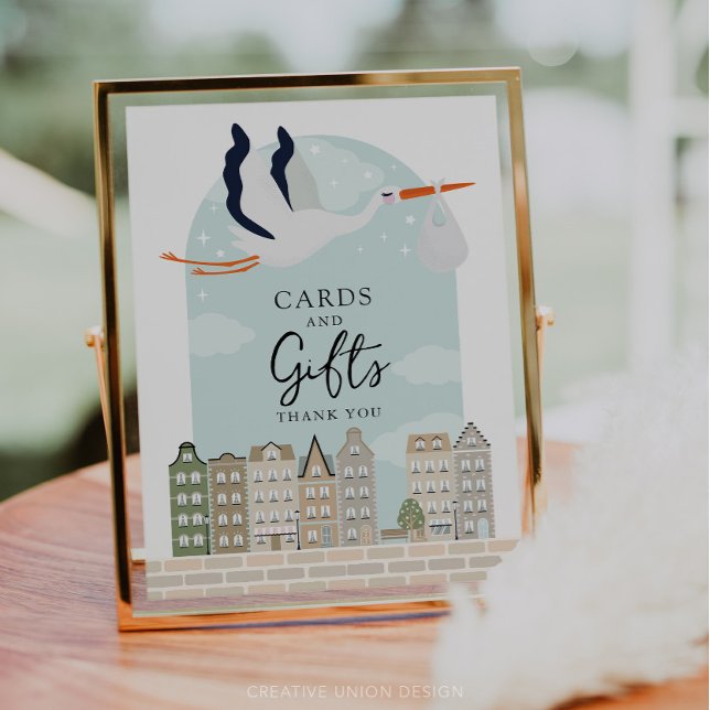 Stork Boho Babydusche Decke Karten und Geschenke Z (Boho Baby Shower Stork)