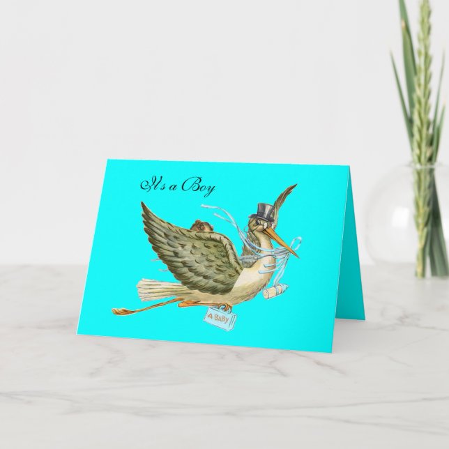 STORK BOY BABY SHOWER EINLADUNG (Vorderseite)