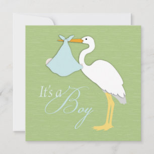 Stork Boy Invitation Square Einladung
