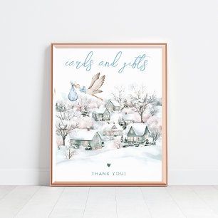 Stork Boy Winter Baby Showkarten & Geschenke Unter Poster