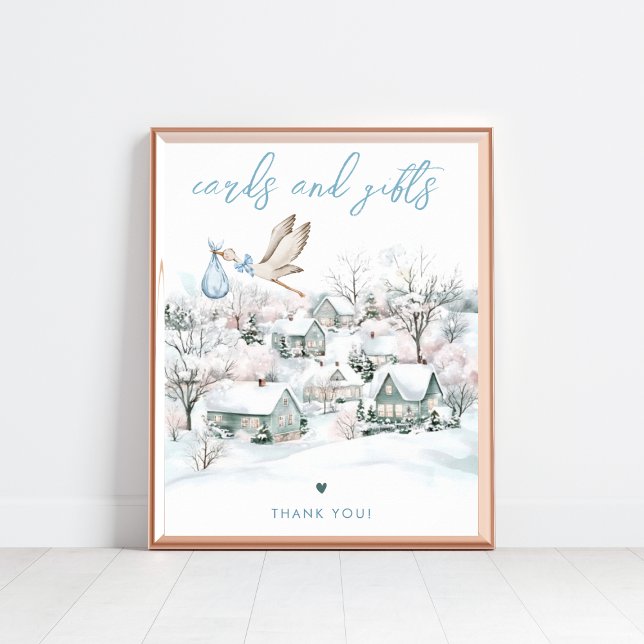Stork Boy Winter Baby Showkarten & Geschenke Unter Poster (Von Creator hochgeladen)
