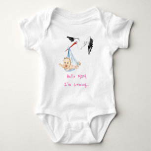 Stork Carry Baby Bodysuit Mama Ich komme Baby Strampler