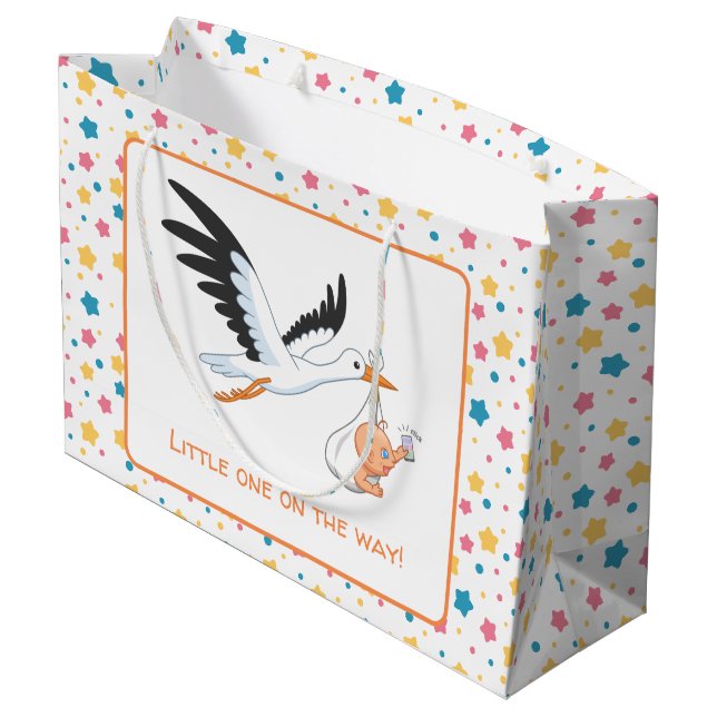 Stork Carry Baby Selfie Baby Showstars Große Geschenktüte (Rückseite Schrägansicht)