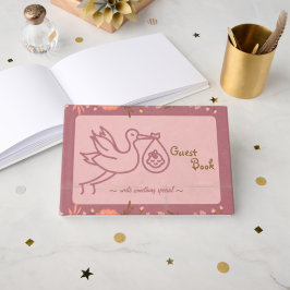 Stork Carry Baby Shower Gästebuch