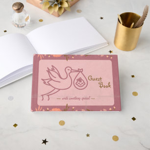 Stork Carry Baby Shower Gästebuch