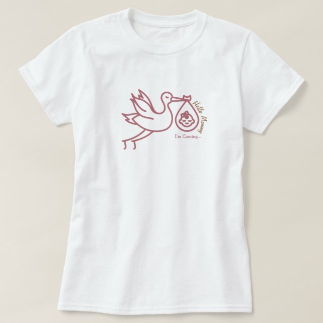 Stork Carry Baby Shower T-Shirt (Design vorne)