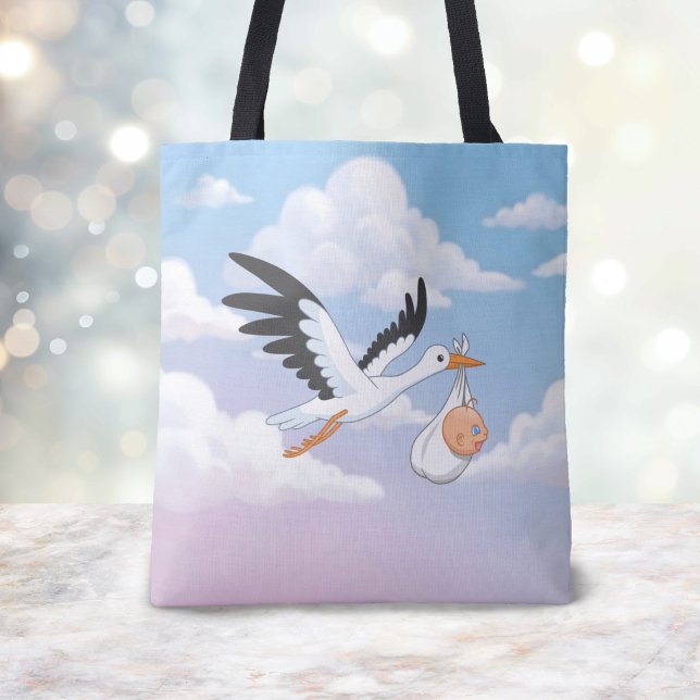 Stork Carrying a Baby Cloudy Sky (Von Creator hochgeladen)