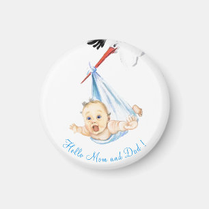 Stork Carrying Baby - Cartoon Drawing Sweet Funny  Magnet