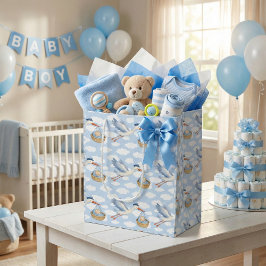 Stork Delivery Baby Boy Niedlich Blue Mittlere Geschenktüte
