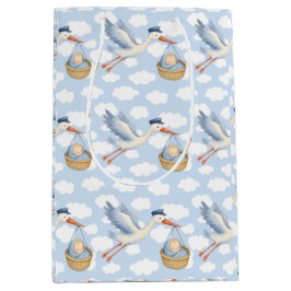 Stork Delivery Baby Boy Niedlich Blue Mittlere Geschenktüte
