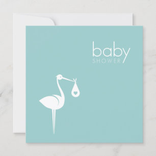 Stork Delivery Boy Blue Baby Dusche Einladung