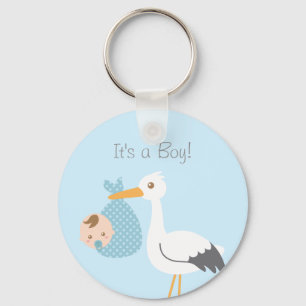 Stork Delivery Cute Baby Boy Shower Party Favor Schlüsselanhänger