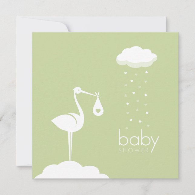 Stork Delivery Neutral Baby Shower Einladung (Vorderseite)