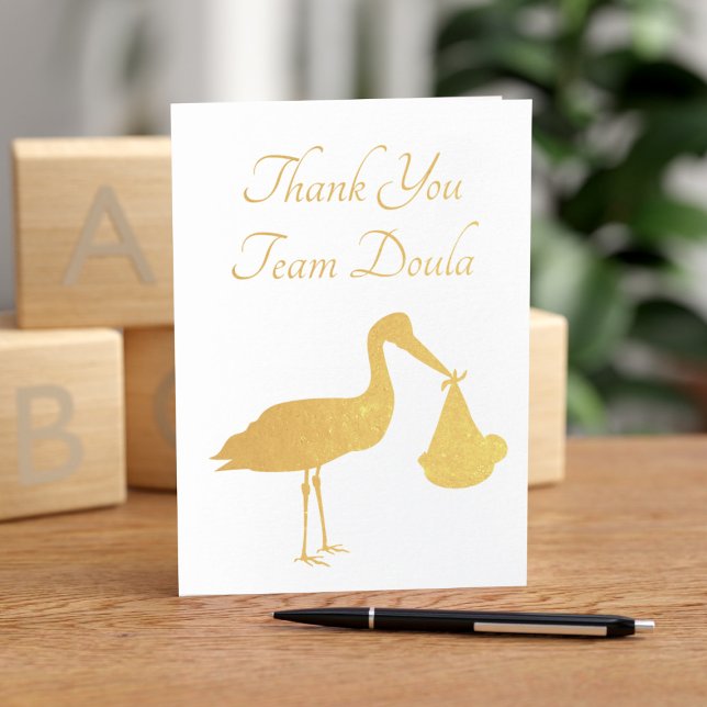 Stork Delivery Nurse Midfrau Team Doula Vielen Dan Folienkarte (Thank your birthing team with this real foil stork thank you card. Just add your message)
