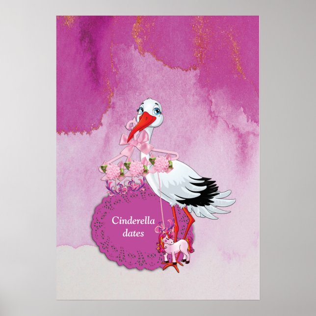 Stork Delivery Unicorn Poster (Vorne)