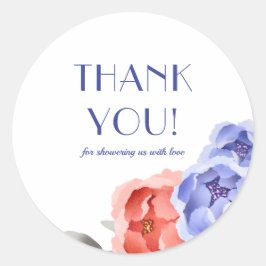 . Stork Floral Watercolor Babydusche Danke Runder Aufkleber