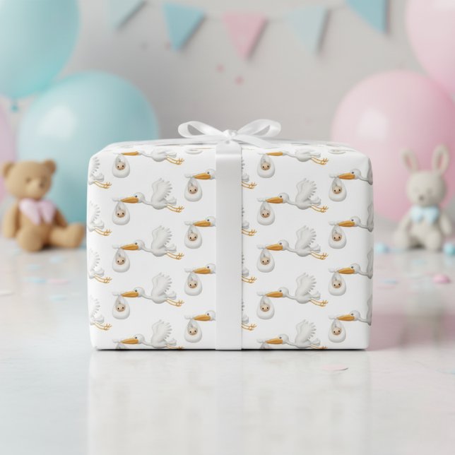 Stork Gift Wrap für Wertvolle Ankunft! Geschenkpapier Set (Stork Gift Wrap for Precious Arrivals!)