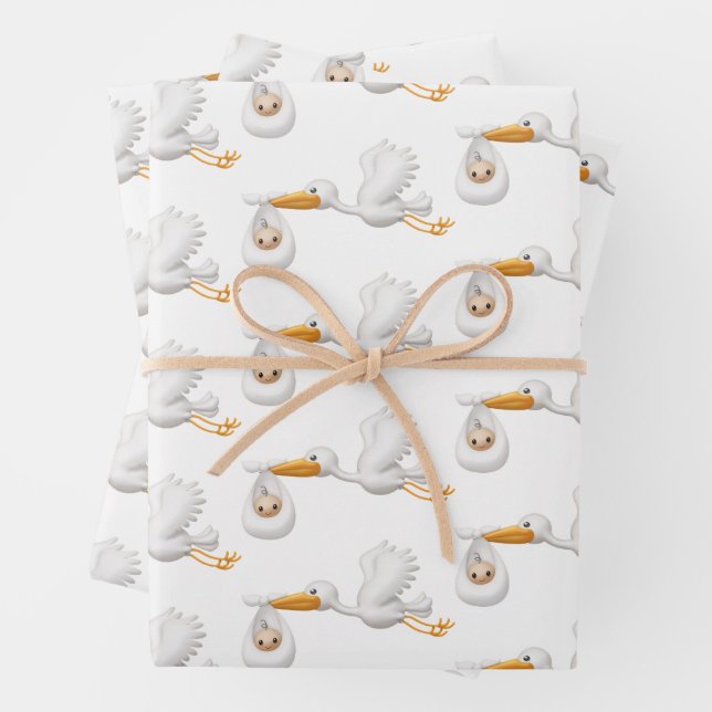 Stork Gift Wrap für Wertvolle Ankunft! Geschenkpapier Set (Beispiel)