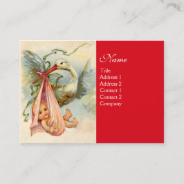 STORK GIRL BABY DUSCHE Rosa Rot Visitenkarte
