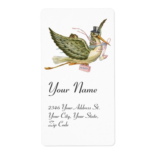 STORK GIRL BABY DUSCHE , rosa weiß (Vorne)