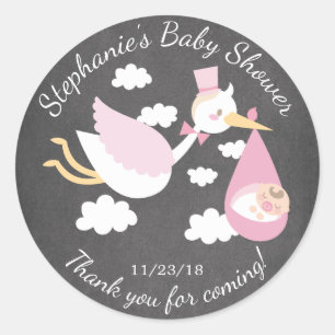 Stork Girls Baby Dusche Gefallen Sticker